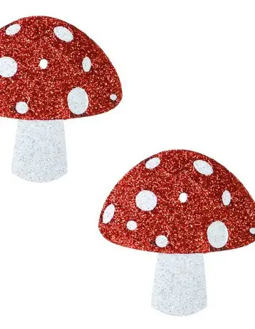 Almost Emoji Sparkly Red Shroom Nipple Cover Pasties