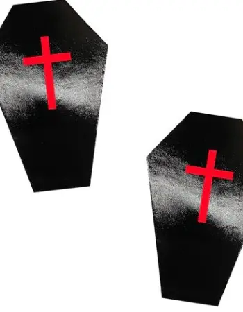 Dom Squad Wet Vinyl Black Coffin Nipple Cover Pasties