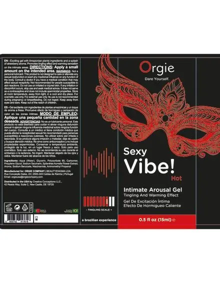 Sexy Vibe Hot Intimate Arousal Gel 15ml