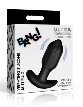 Bumpy Vibrating Silicone Butt Plug - Black
