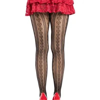 Sweetheart Striped Tights - Os - Black/red