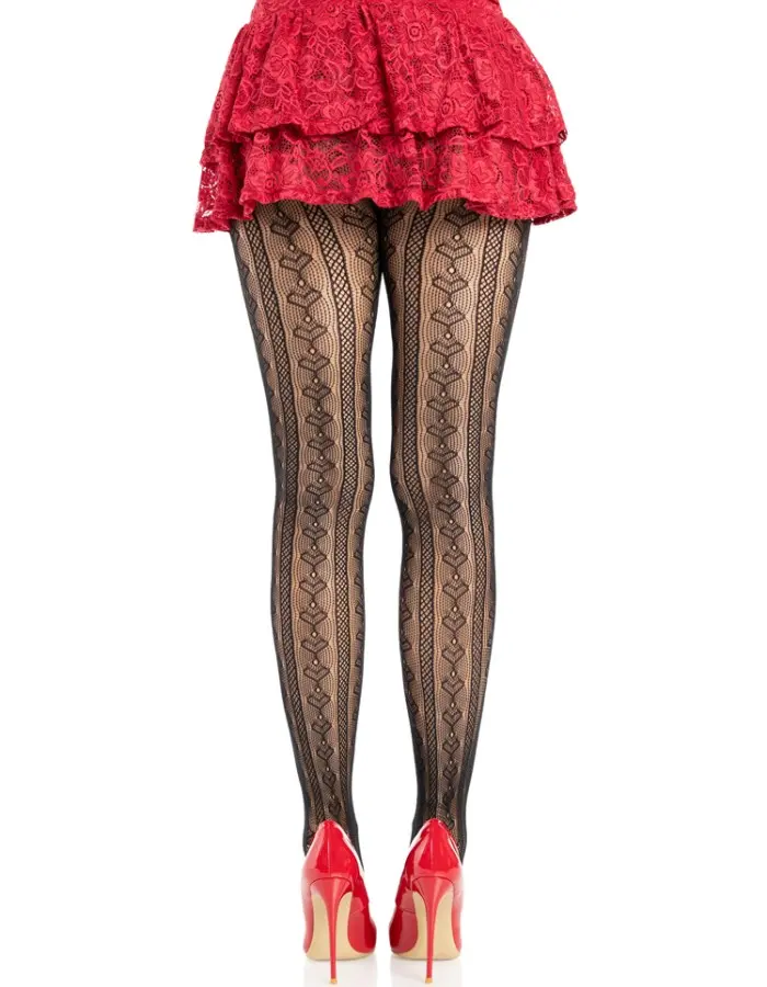 Sweetheart Striped Tights - Os - Black/red