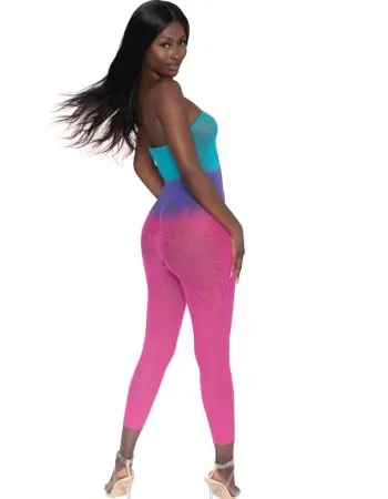 Seamless Mesh Bodystocking - Os - Neon Rainbow