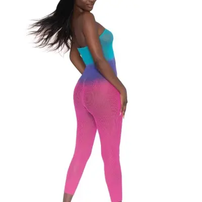 Seamless Mesh Bodystocking - Os - Neon Rainbow