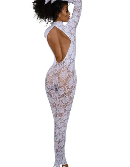 Gloved Bodystocking Dmnd - Os - White