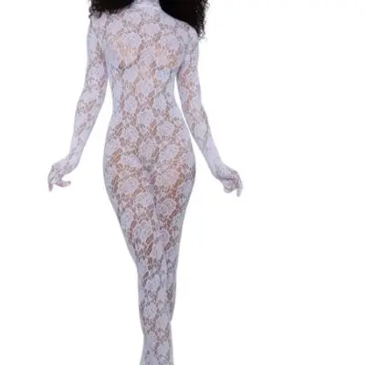 Gloved Bodystocking Dmnd - Os - White
