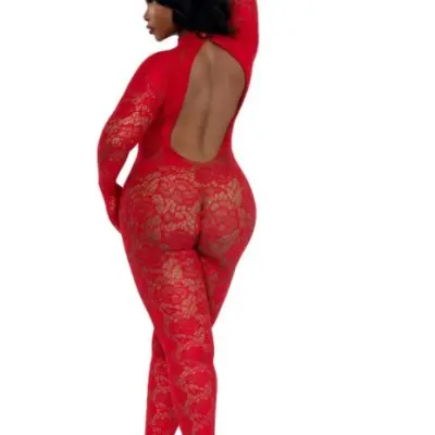 Gloved Bodystocking Dmnd - Qs - Red