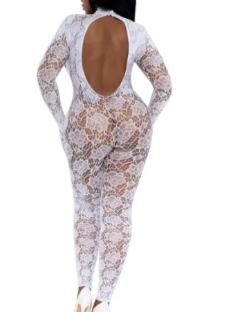 Gloved Bodystocking Dmnd - QS - White