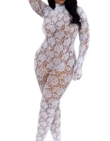 Gloved Bodystocking Dmnd - QS - White