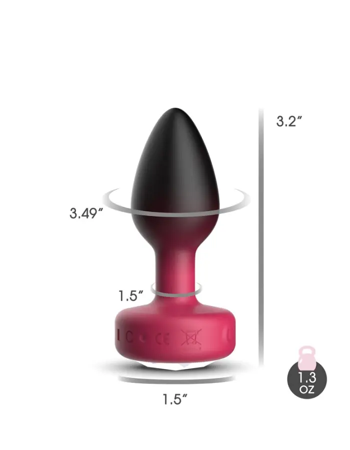 Eluxe Vibrating Clr Gem Rbyombre Plug Sm With Remote