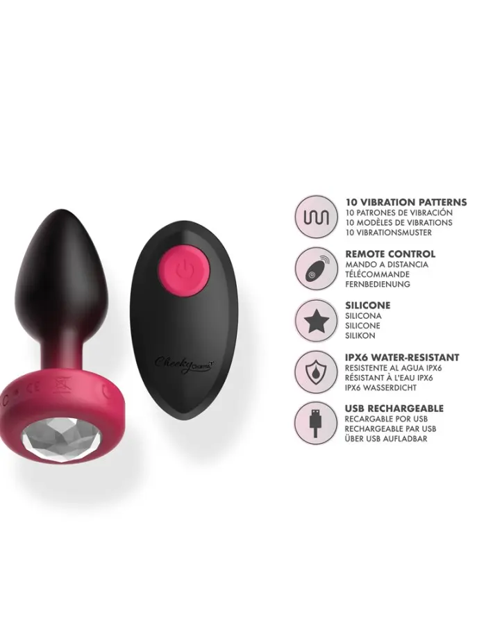 Eluxe Vibrating Clr Gem Rbyombre Plug Sm With Remote