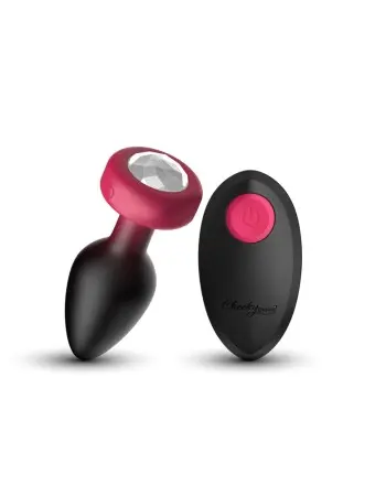 Eluxe Vibrating Clr Gem Rbyombre Plug Md With Remote