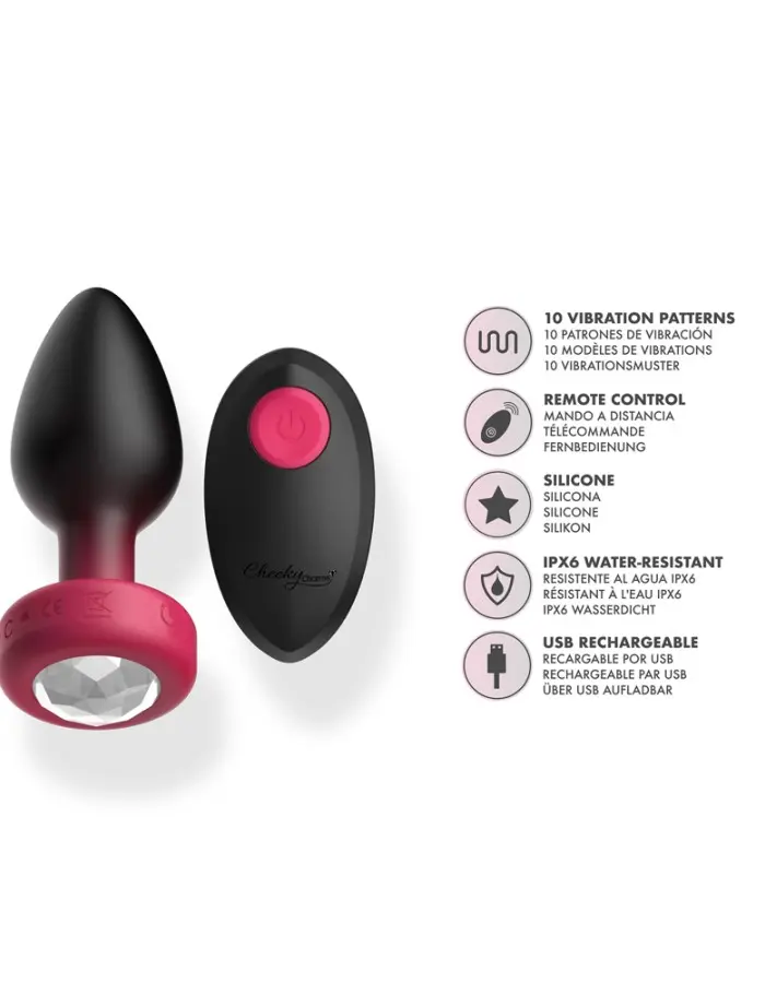 Eluxe Vibrating Clr Gem Rbyombre Plug Md With Remote