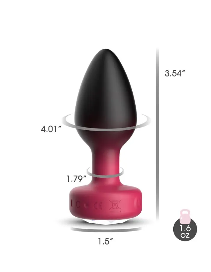 Eluxe Vibrating Clr Gem Rbyombre Plug Md With Remote