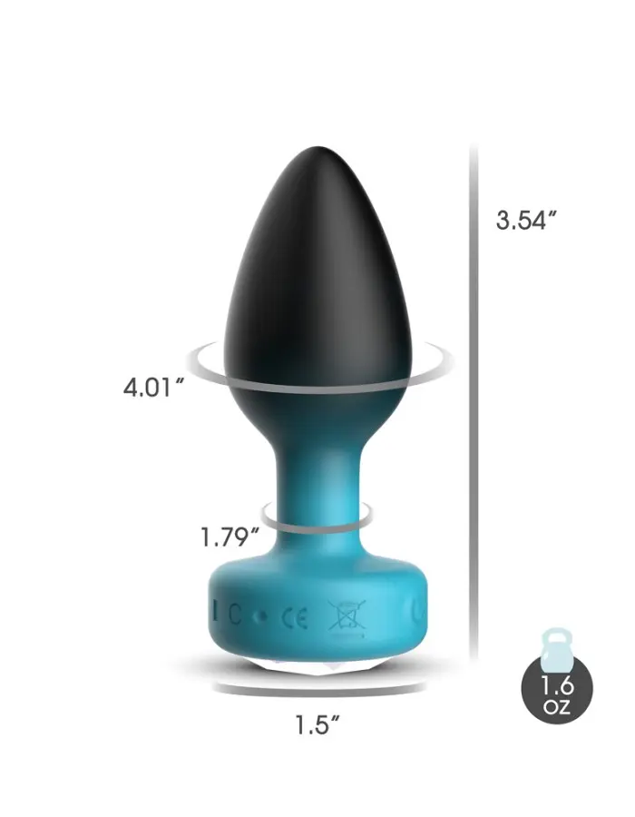 Eluxe Vibrating Clr Gem Bluombre Plug Sm With Remote