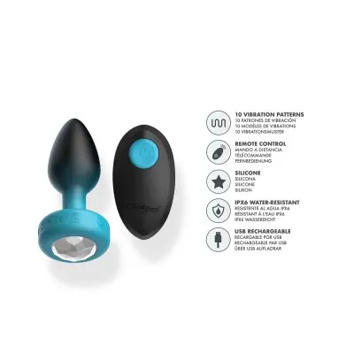Eluxe Vibrating Clr Gem Bluombre Plug Sm With Remote