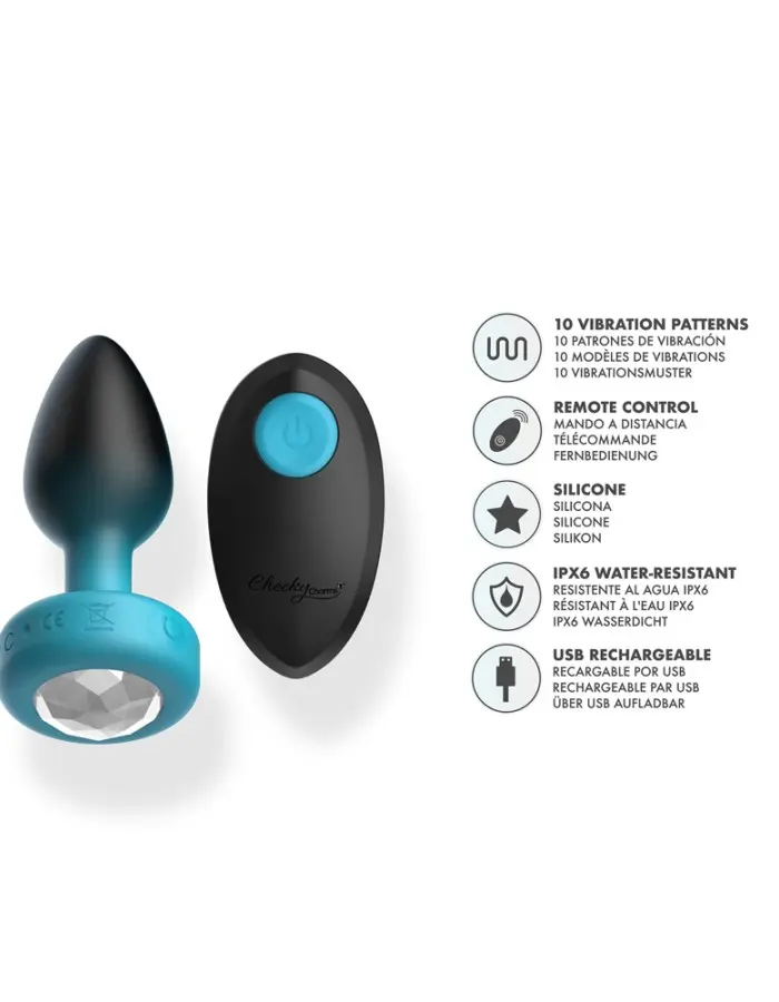 Eluxe Vibrating Clr Gem Bluombre Plug Sm With Remote