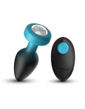 Eluxe Vibrating Clr Gem Bluombre Plug Md With Remote