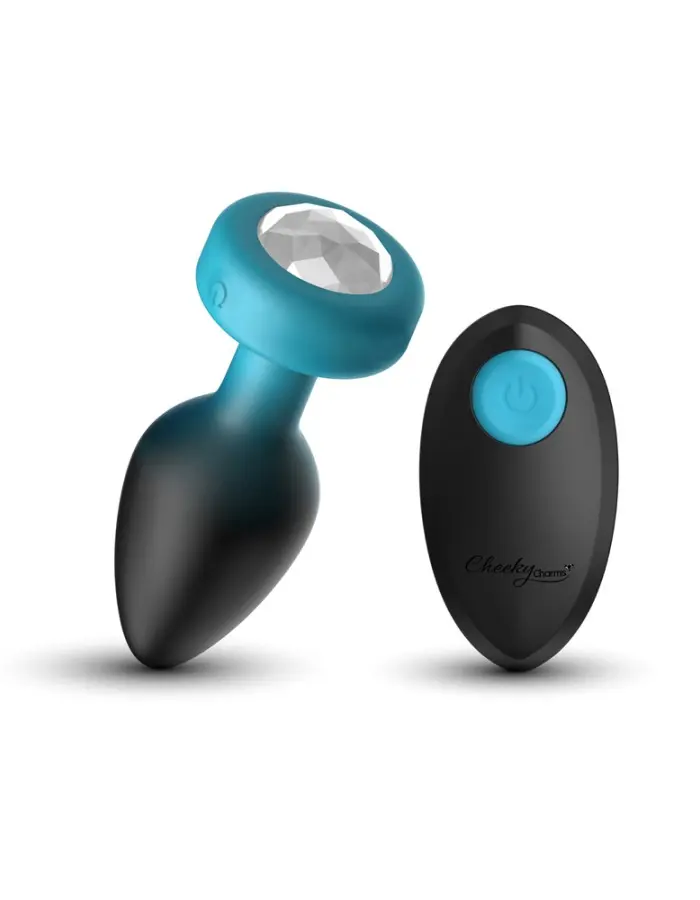 Eluxe Vibrating Clr Gem Bluombre Plug Md With Remote