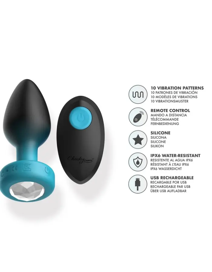 Eluxe Vibrating Clr Gem Bluombre Plug Md With Remote