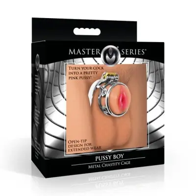 Pussy Boy Metal Chastity Cage - Silver
