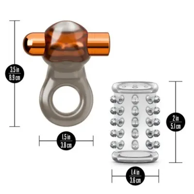 Stay Hard Vibrating Cock Ring Set With Sleeve Textured Sheath