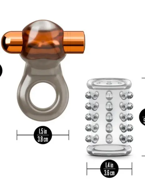 Stay Hard Vibrating Cock Ring Set With Sleeve Textured Sheath