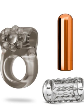 Stay Hard Vibrating Cock Ring Set With Sleeve Textured Sheath