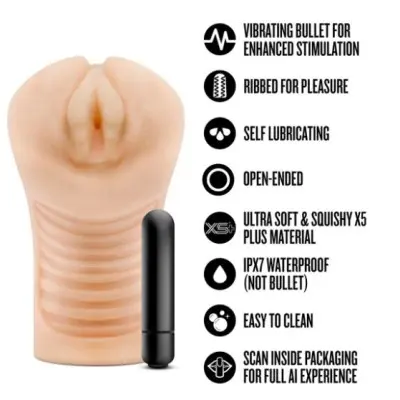 Enlust Georgia Male Masturbator With Bullet Vibrator - Beige