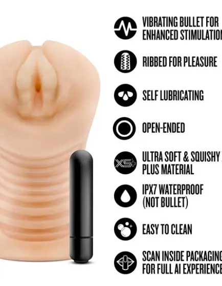 Enlust Georgia Male Masturbator With Bullet Vibrator - Beige