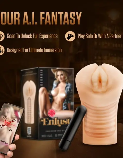 Enlust Georgia Male Masturbator With Bullet Vibrator - Beige