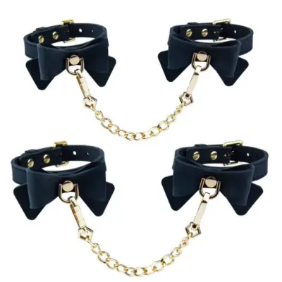 Temptasia Ardor Wrist and Ankle Restraints Black With Bow