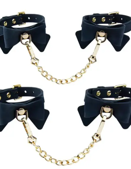 Temptasia Ardor Wrist and Ankle Restraints Black With Bow