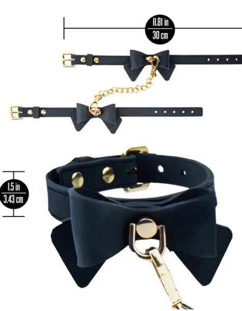 Temptasia Ardor Wrist and Ankle Restraints Black With Bow