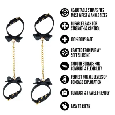 Temptasia Ardor Wrist and Ankle Restraints Black With Bow