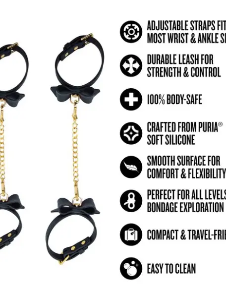 Temptasia Ardor Wrist and Ankle Restraints Black With Bow