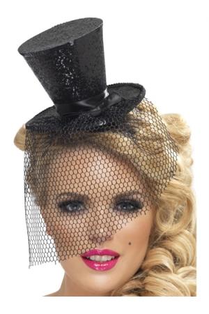 Mini Top Hat on Headband - Black