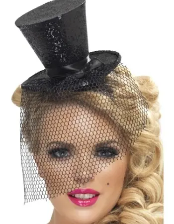 Mini Top Hat on Headband - Black