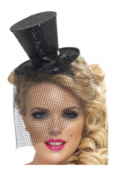 Mini Top Hat on Headband - Black