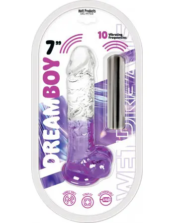 Dream Boy 7" - Jelly Vibrator Wet Dreams - Clear Purple