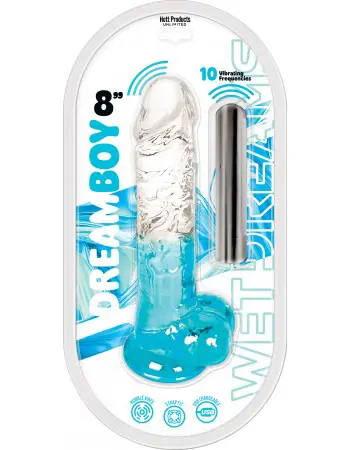 Dream Boy 8" - Jelly Vibrator Wet Dreams - Clear Aqua