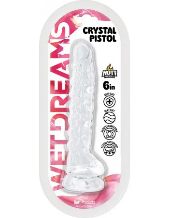 Wet Dreams Crystal Pistol 6" Suction Cup Dildo - Clear