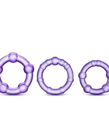 Stay Hard - Beaded Cock Rings - 3 Pack - Purple