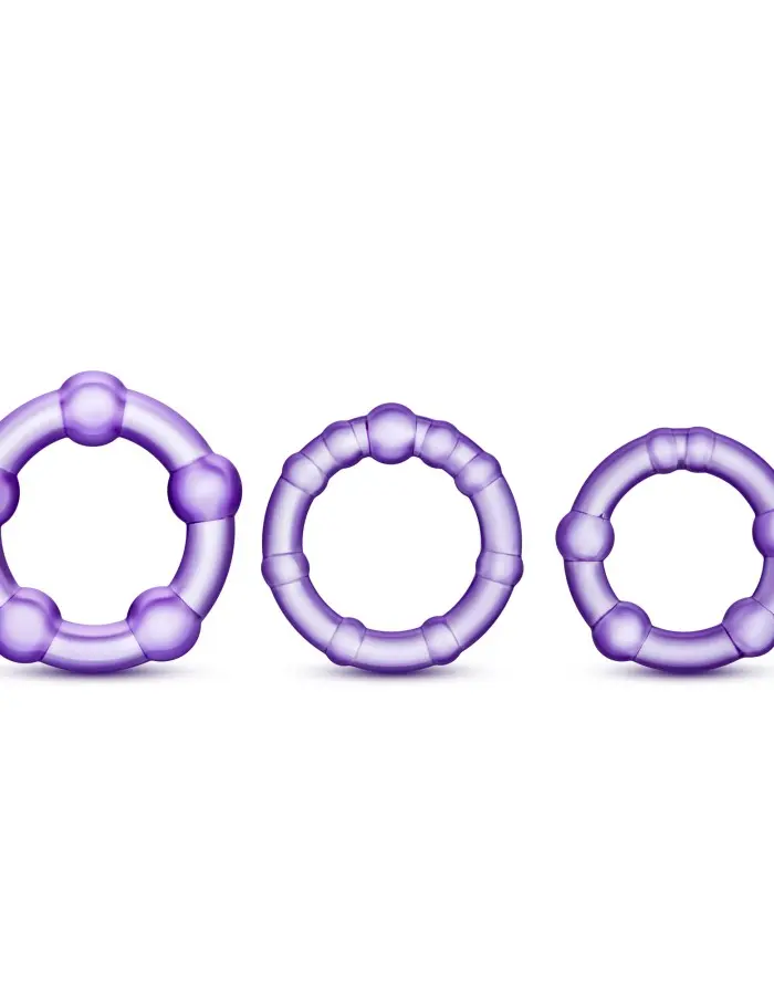 Stay Hard - Beaded Cock Rings - 3 Pack - Purple