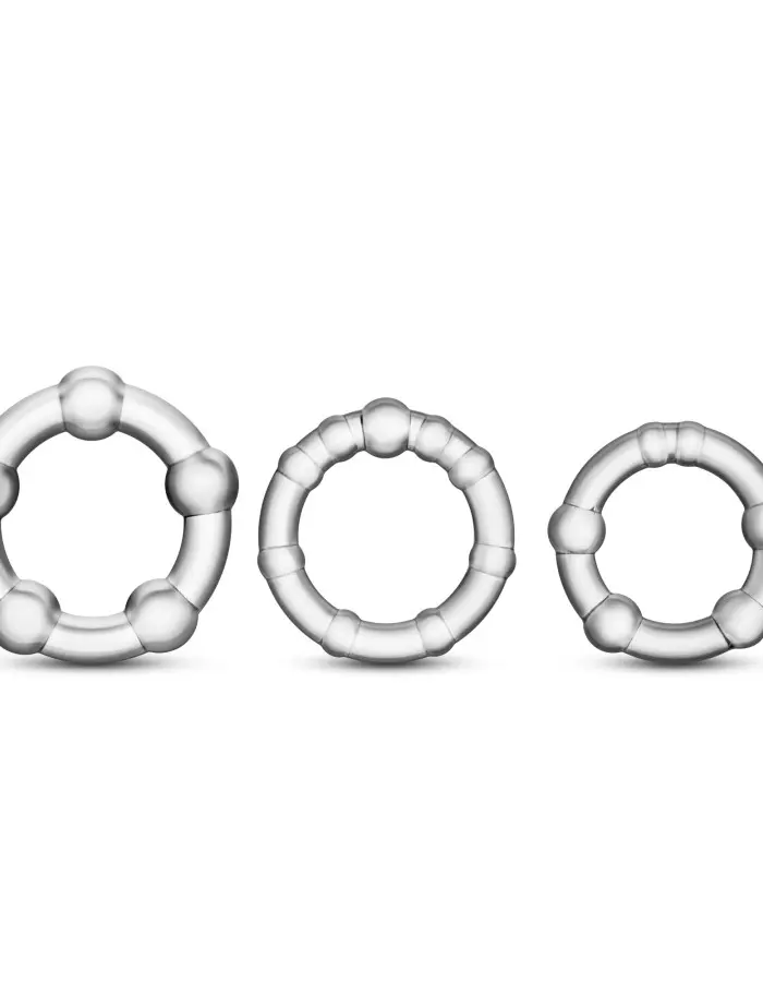 Stay Hard - Beaded Cock Rings - 3 Pack - Clear