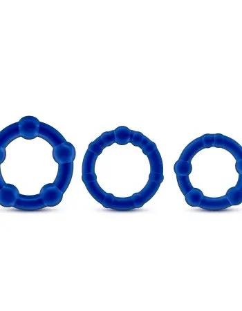 Stay Hard - Beaded Cock Rings - 3 Pack - Blue