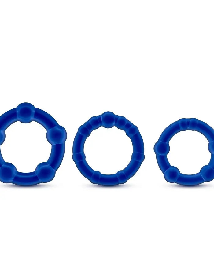 Stay Hard - Beaded Cock Rings - 3 Pack - Blue