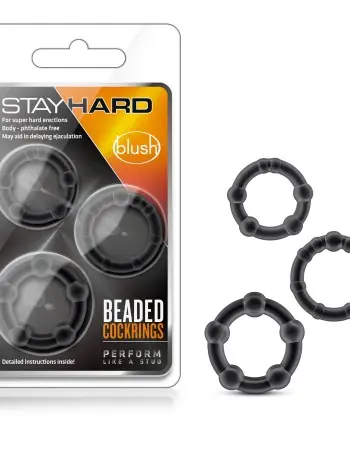 Stay Hard - Beaded Cock Rings - 3 Pack - Black