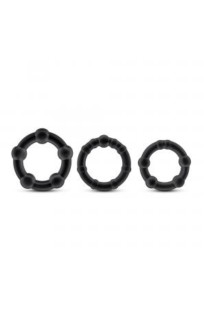 Stay Hard - Beaded Cock Rings - 3 Pack - Black