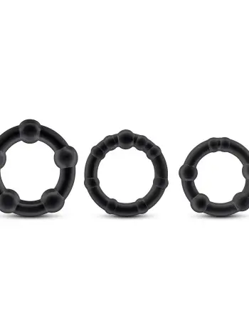 Stay Hard - Beaded Cock Rings - 3 Pack - Black